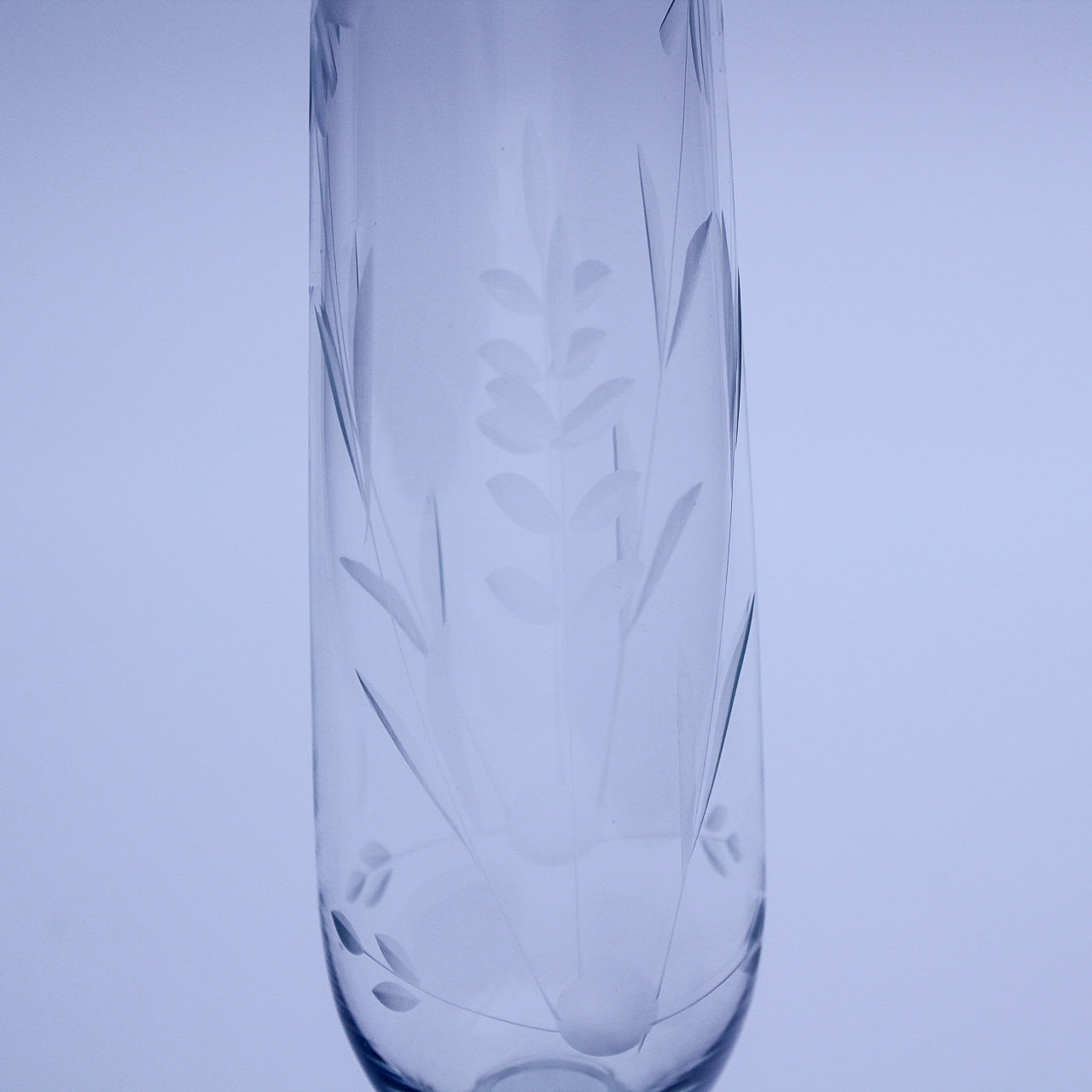 Vintage 9" Clear Glass Bud Vase with Pedestal Base & Floral Etching