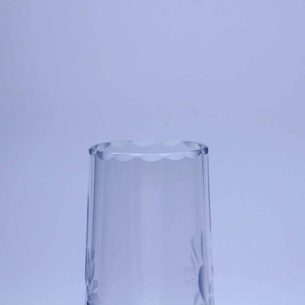 Vintage 9" Clear Glass Bud Vase with Pedestal Base & Floral Etching