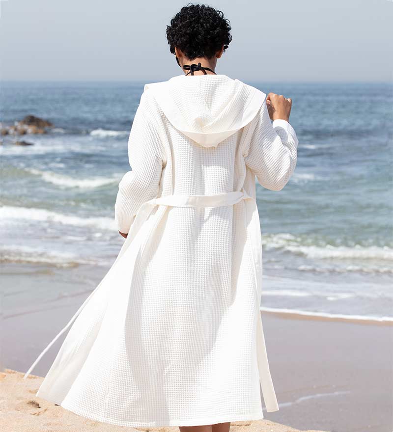 Women’s Turkish Cotton Waffle Hooded Robe