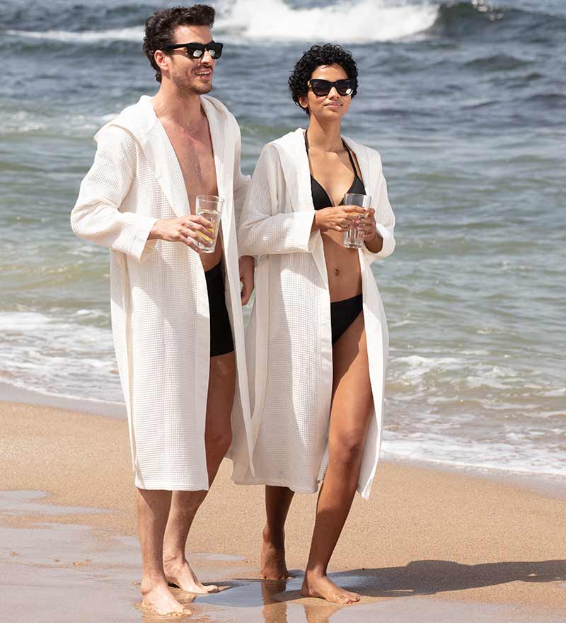 Women’s Turkish Cotton Waffle Hooded Robe